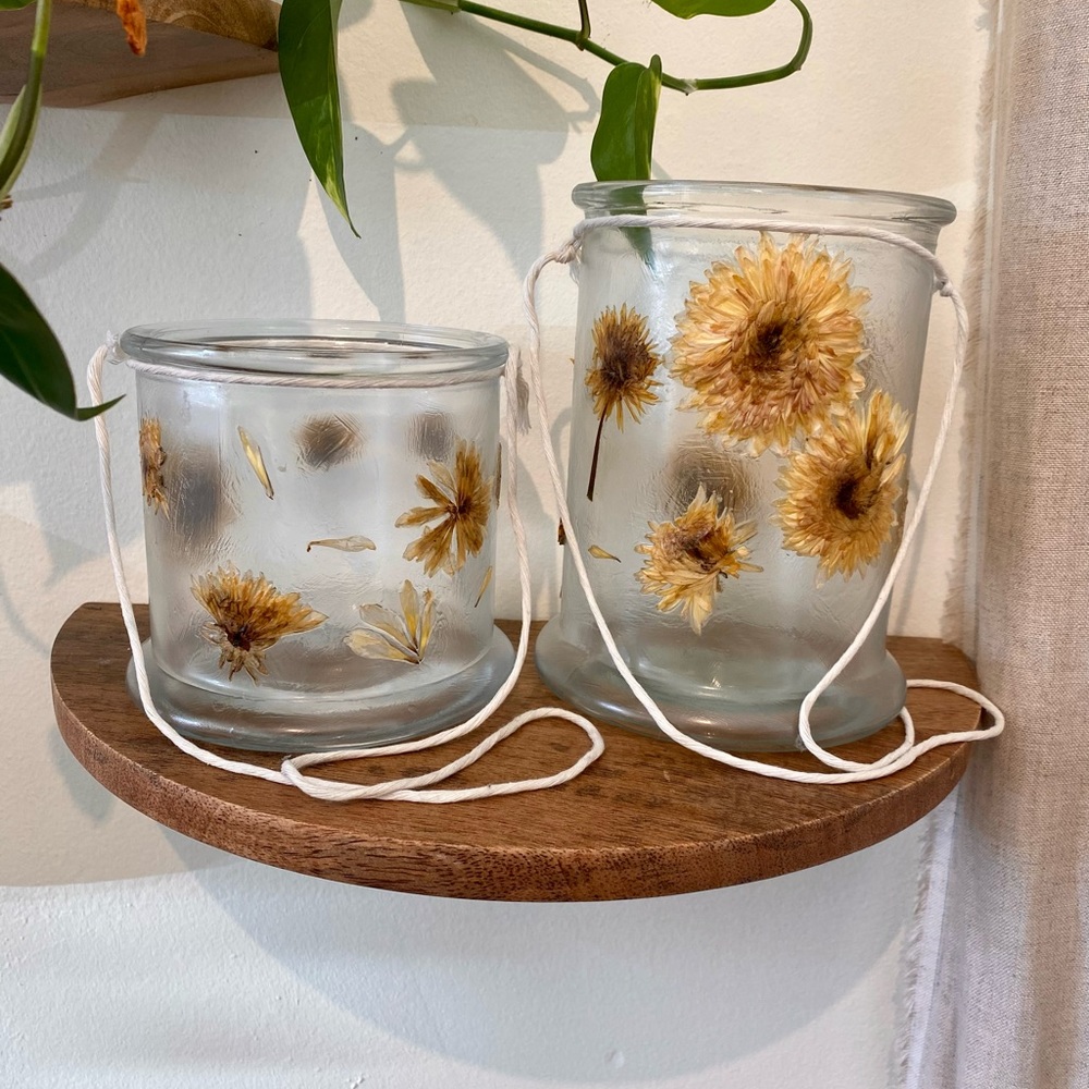 SOLD Dried flower candle holders